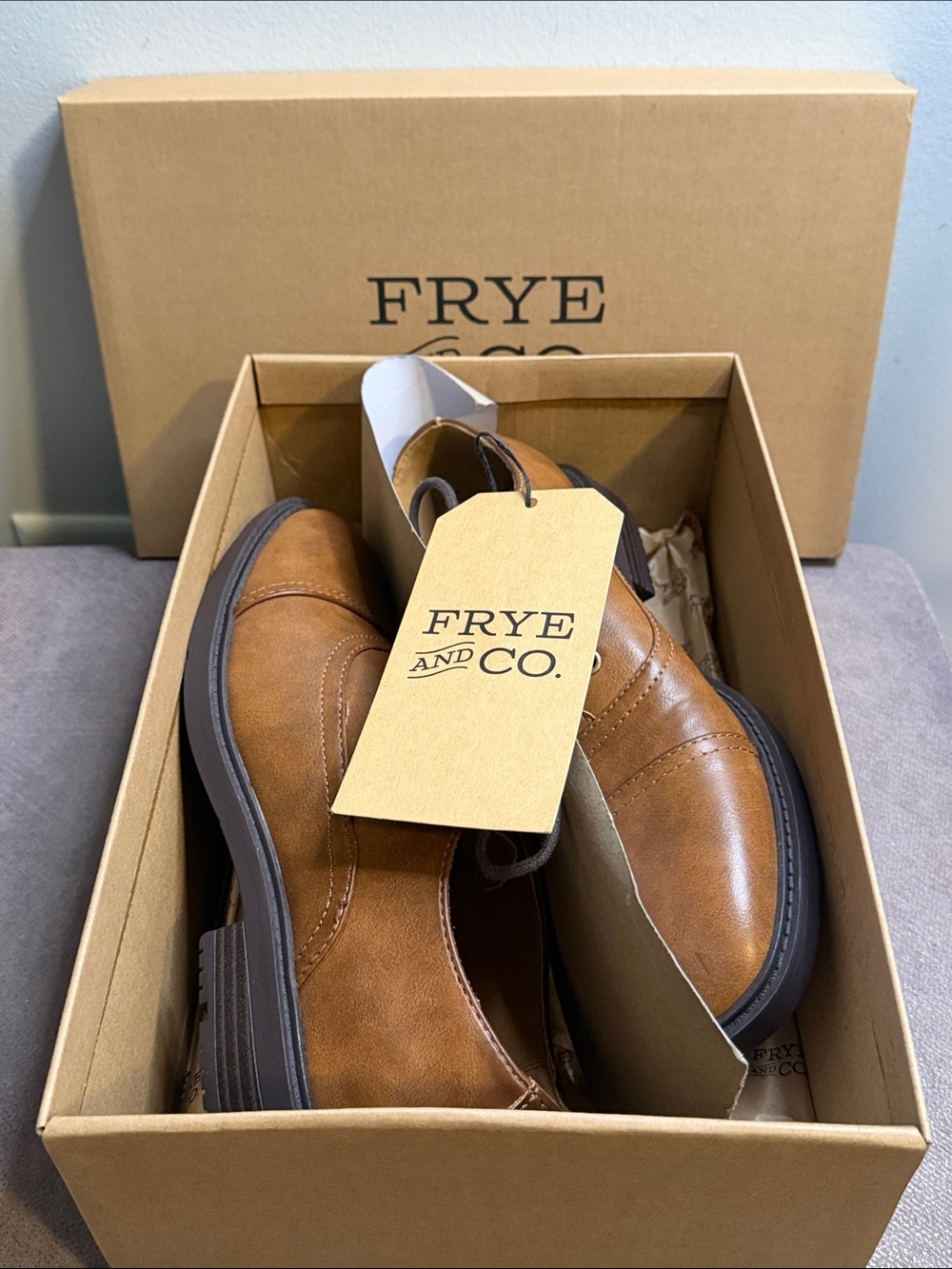 Frye Men's Colton Brush Brown Oxford Lace Dress Shoes Size 8 New With Box & Tags - Picture 8 of 9